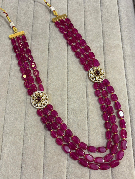 Royal Ruby Beaded Kundan Necklace