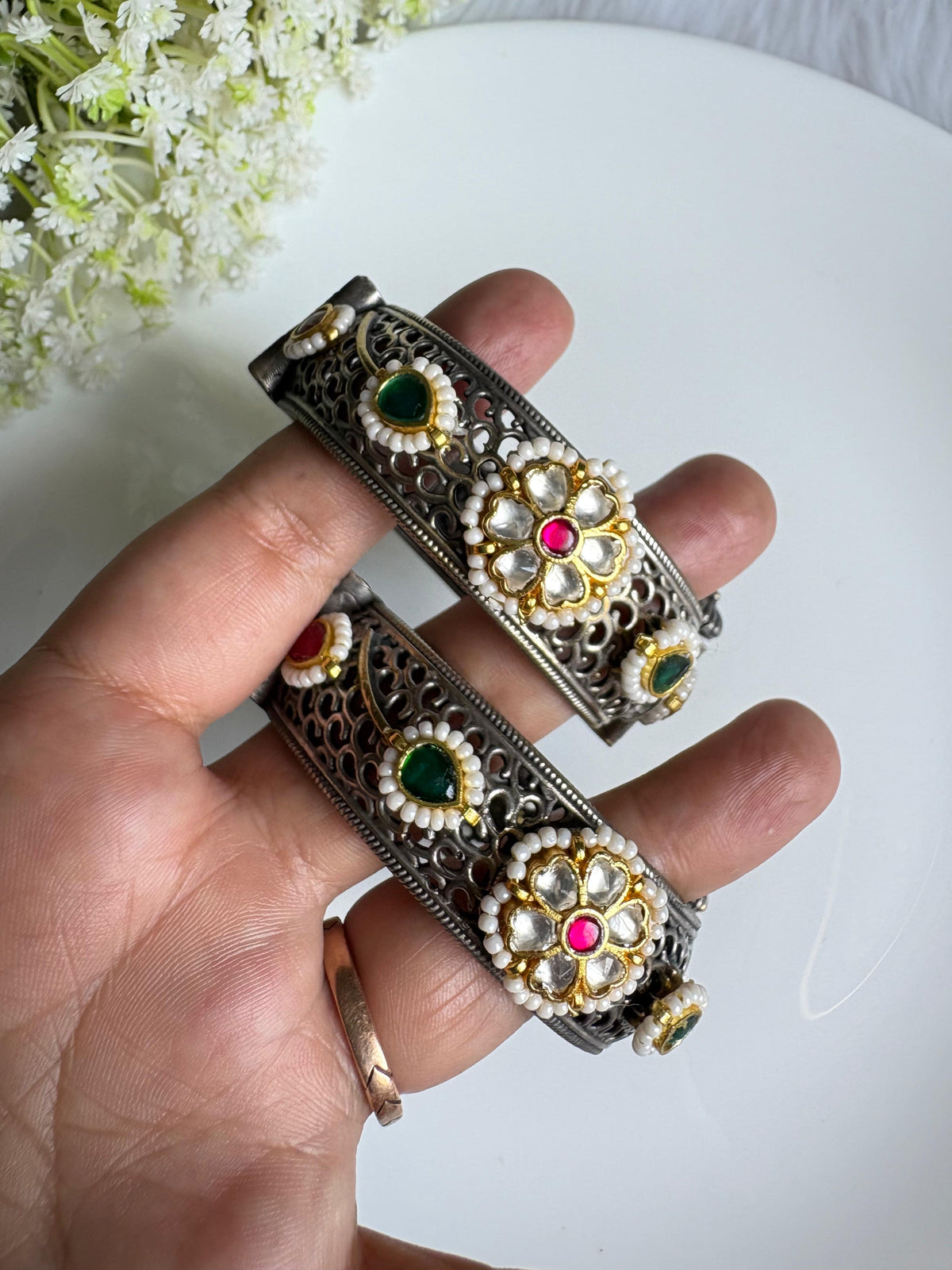 KUNDAN & PEARL ROYAL BANGLES