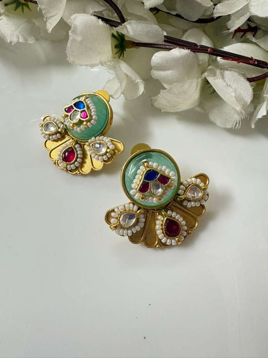Traditional Gold-Plated Kundan Studs