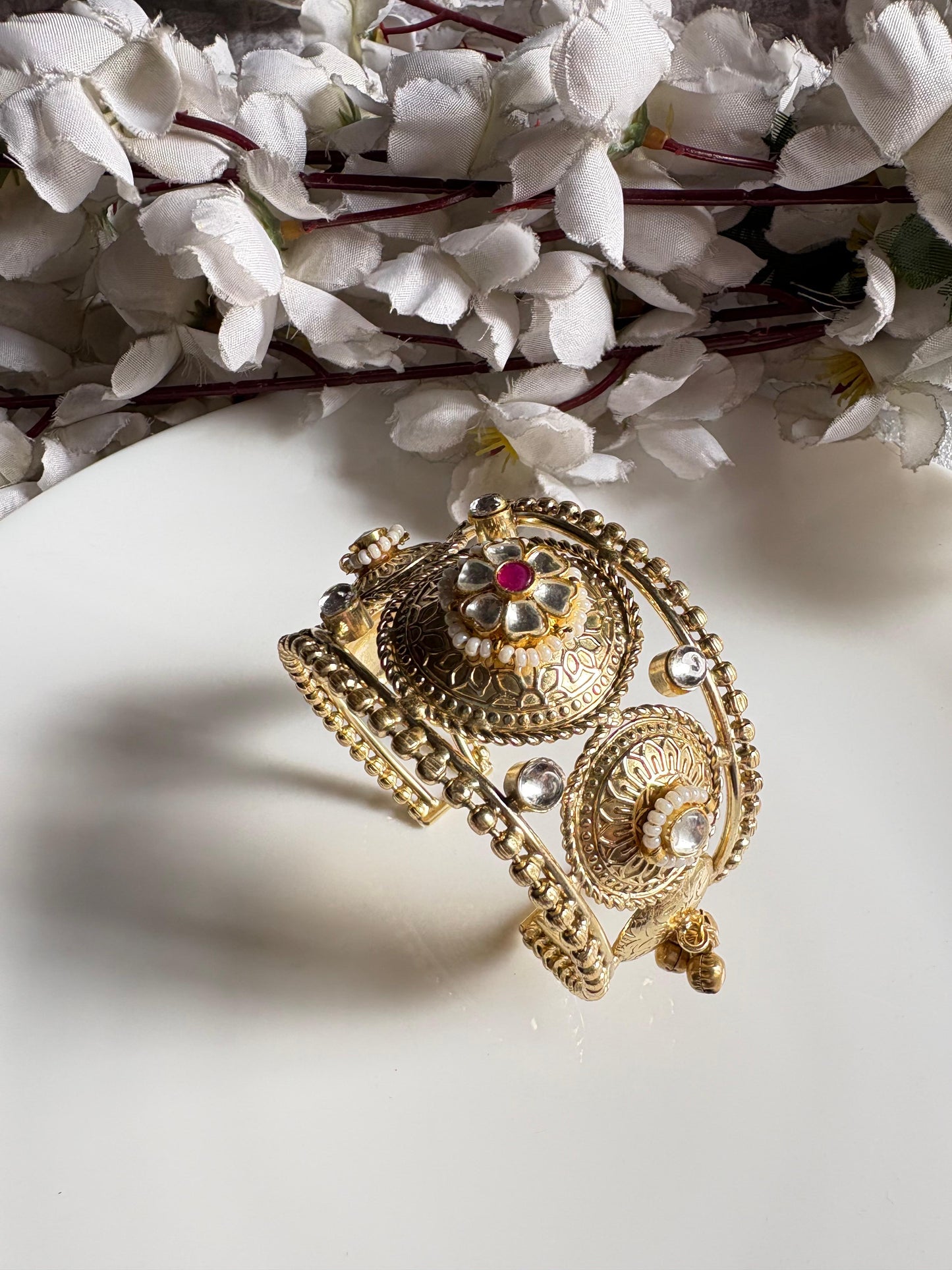 Traditional Polki Golden kundan handcuffs